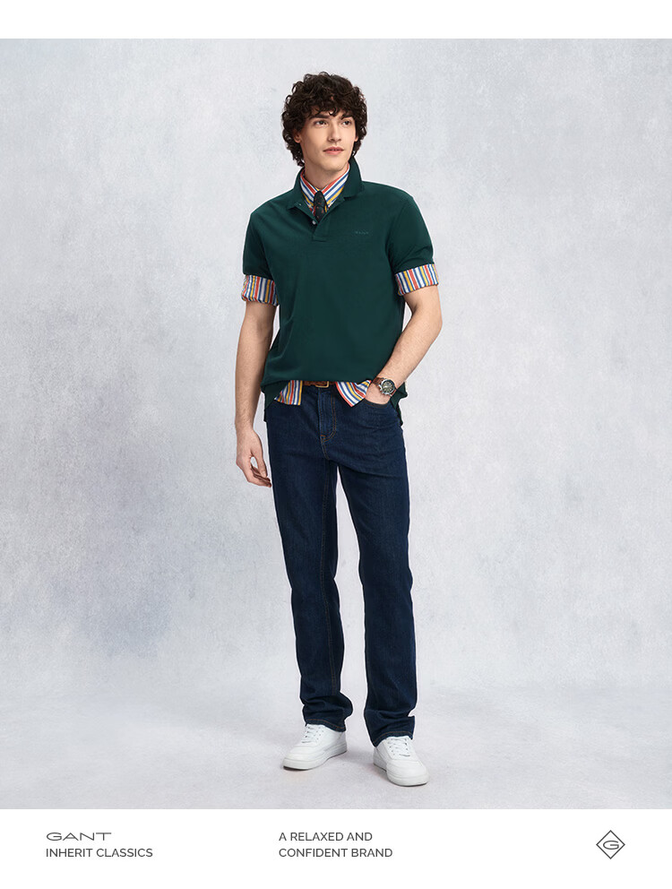 GANT Spring Summer Men's Pure Cotton Casual Polo Shirt with Turn-down Collar Commuting Short Sleeve 300-Dark Green XL 8