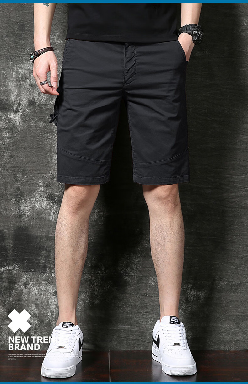 PLAYBOY Men's Summer Thin Straight Slim Multi-Pocket Casual Stretch Shorts 10