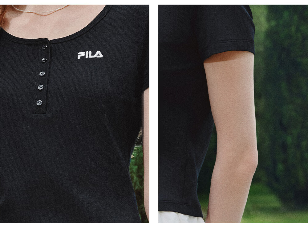 FILA Official Women's Knitted Short Sleeve Shirt 2026 Summer New Fashion Simple Slim Fit T-Shirt 9