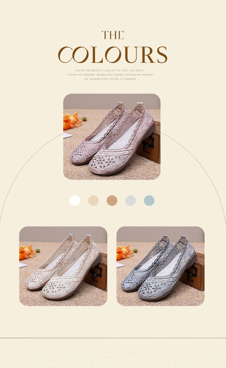 Anglerfish Old Beijing Cloth Shoes Women Summer Middle-aged and Elderly Comfortable Mom Mesh Breathable Casual Shoes A6013 Pink 38 8