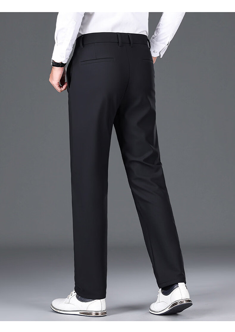 Romon Three-Proof Fabric Ice Silk Men's Casual Pants Summer Thin Straight Loose Trousers Dark Gray Thin 34 21