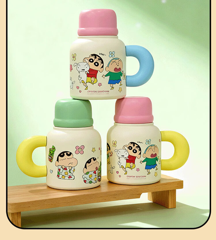 Crayon Shin-chan Kids Insulated Water Bottle Portable 316 Stainless Steel 2026 New Dual Drinking Spout Straw Cup 6