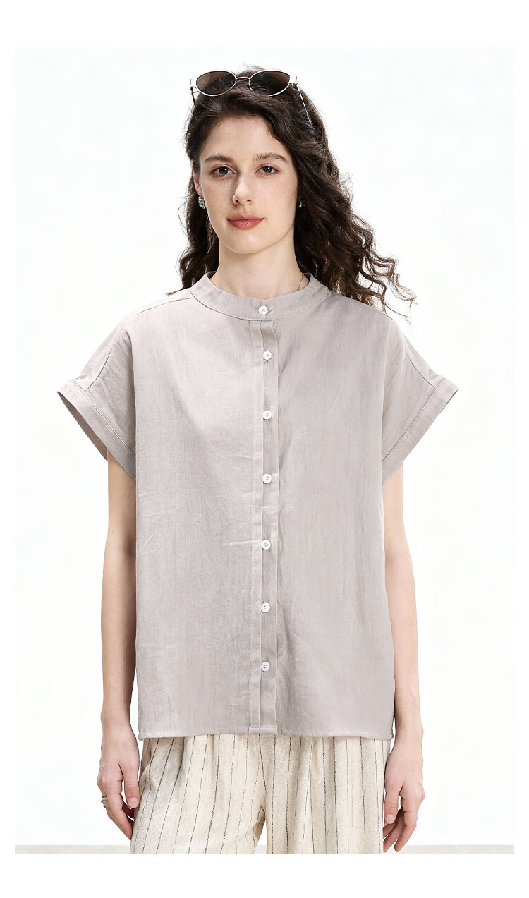 ENC Women's Relaxed Fit Short Sleeve Shirt Flutter Sleeve Simple High-End Summer New Lightweight Breathable Casual Versatile Top 10