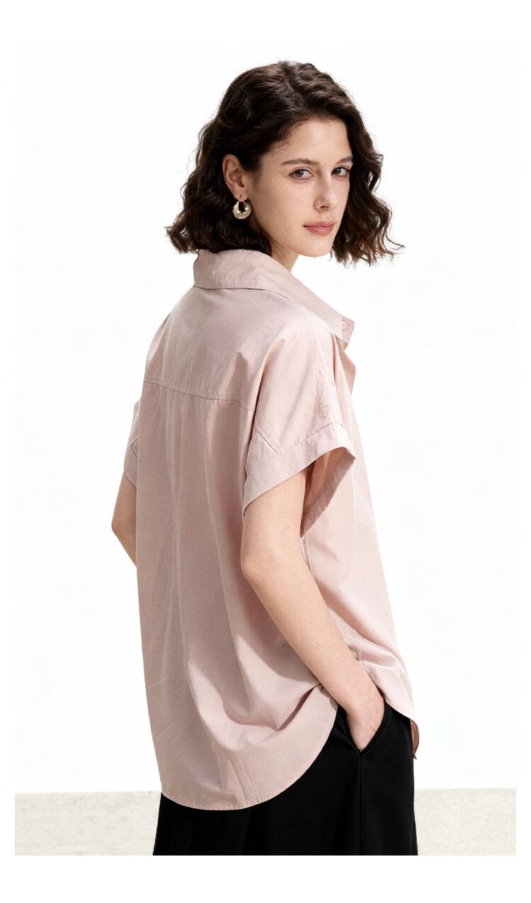 ENC Korean Style Loose Casual Short Sleeve Shirt Daily Work Commute Blouse for Women Summer Lightweight Breathable Comfortable Top 12