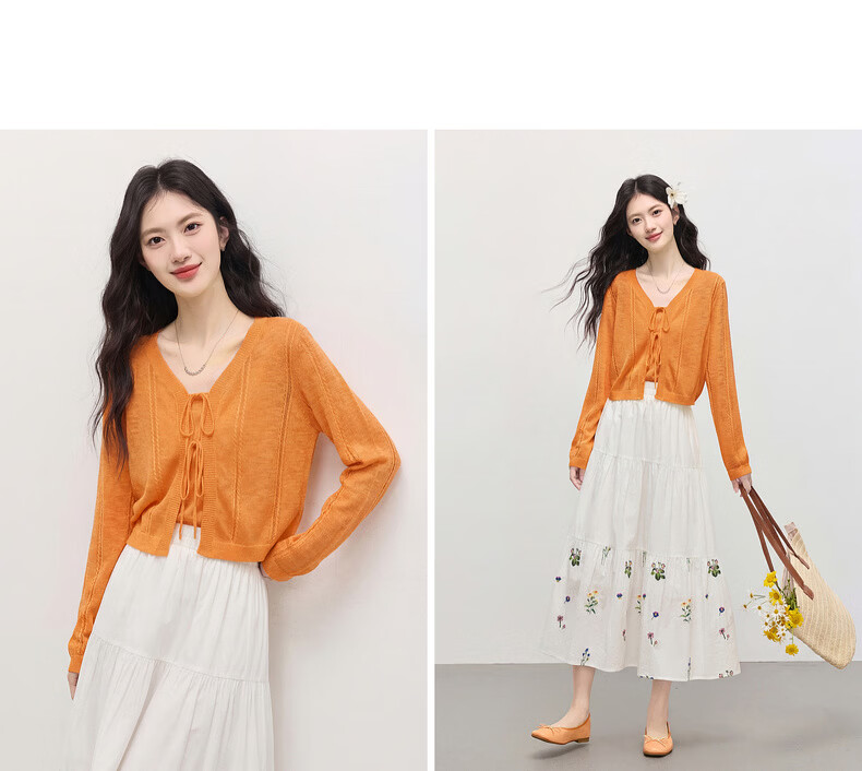 Sllsky Bright Dopamine Style Ice Silk Knit Cardigan Women Summer Thin Long Sleeve Sun Protection Shirt Cover-up 31