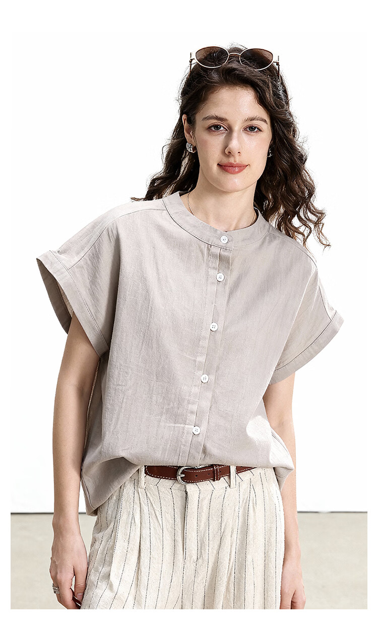 ENC Women's Relaxed Fit Short Sleeve Shirt Flutter Sleeve Simple High-End Summer New Lightweight Breathable Casual Versatile Top 14