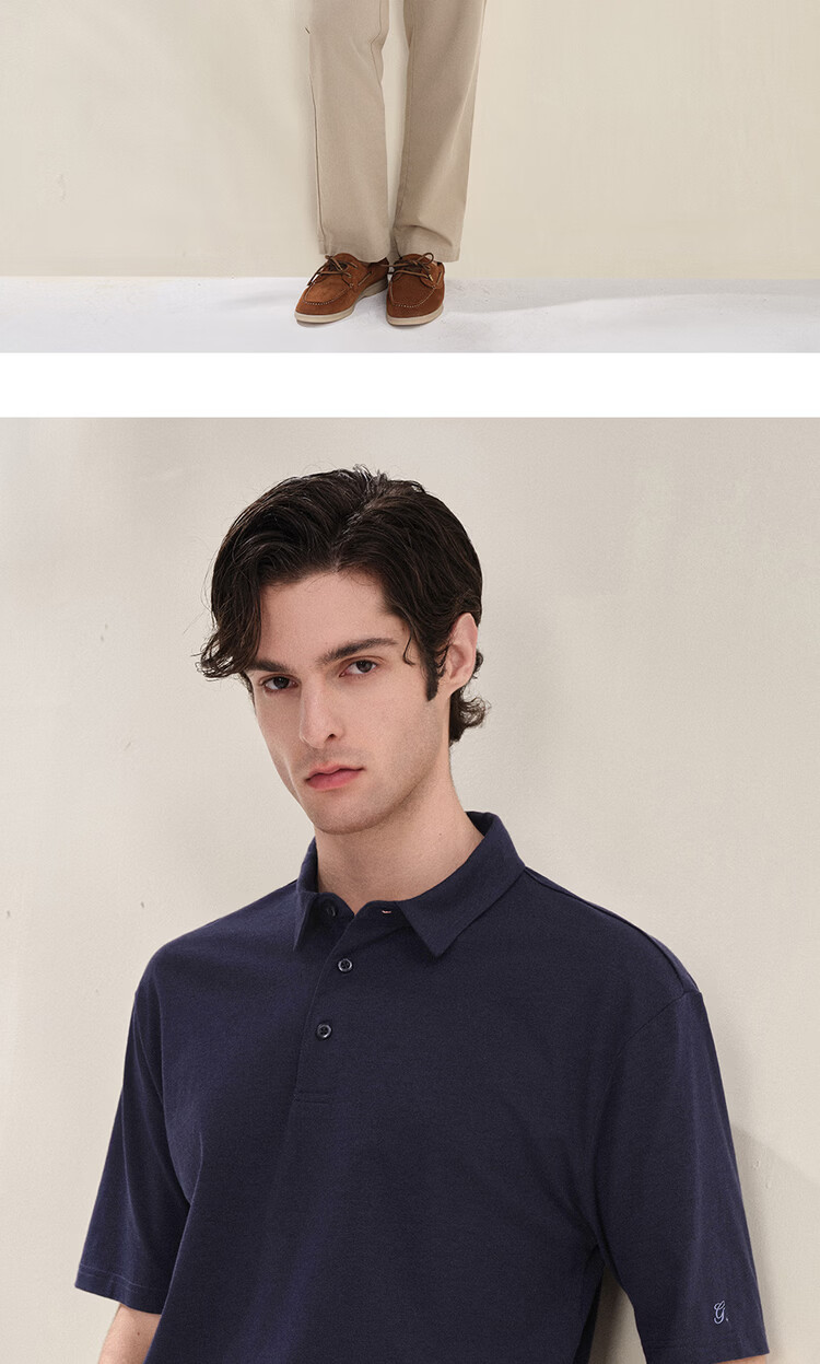 Giordano G+ 2026 Summer New 3A Antibacterial Linen Solid Loose Fit Short Sleeve Polo Shirt Men 01016460 17