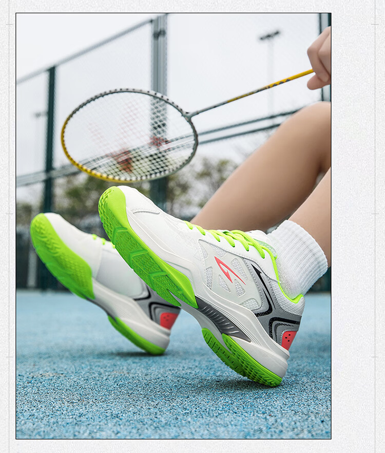 DEERWAY Unisex Badminton Shoes Casual Training Lightweight Soft Sole Breathable White Lake Blue Size 40 7
