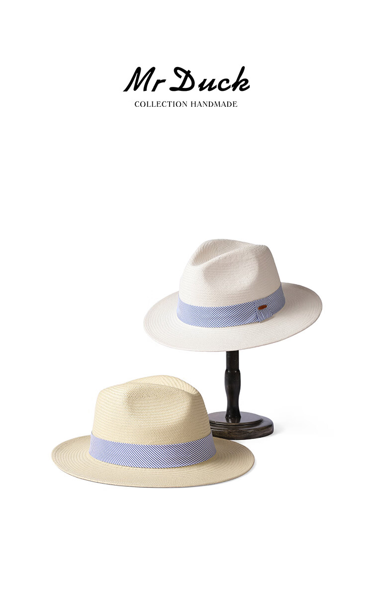 Mr DUCK Handmade Woven Panama Straw Hat Summer High-End Sunshade Hat for Men and Women Casual Beach Sun Protection Wide Brim Hat 5