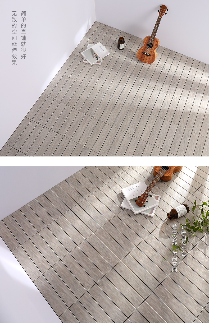 鲁卡生态木户外地板阳台木地板diy花园银灰塑木露台地板防腐木板浅