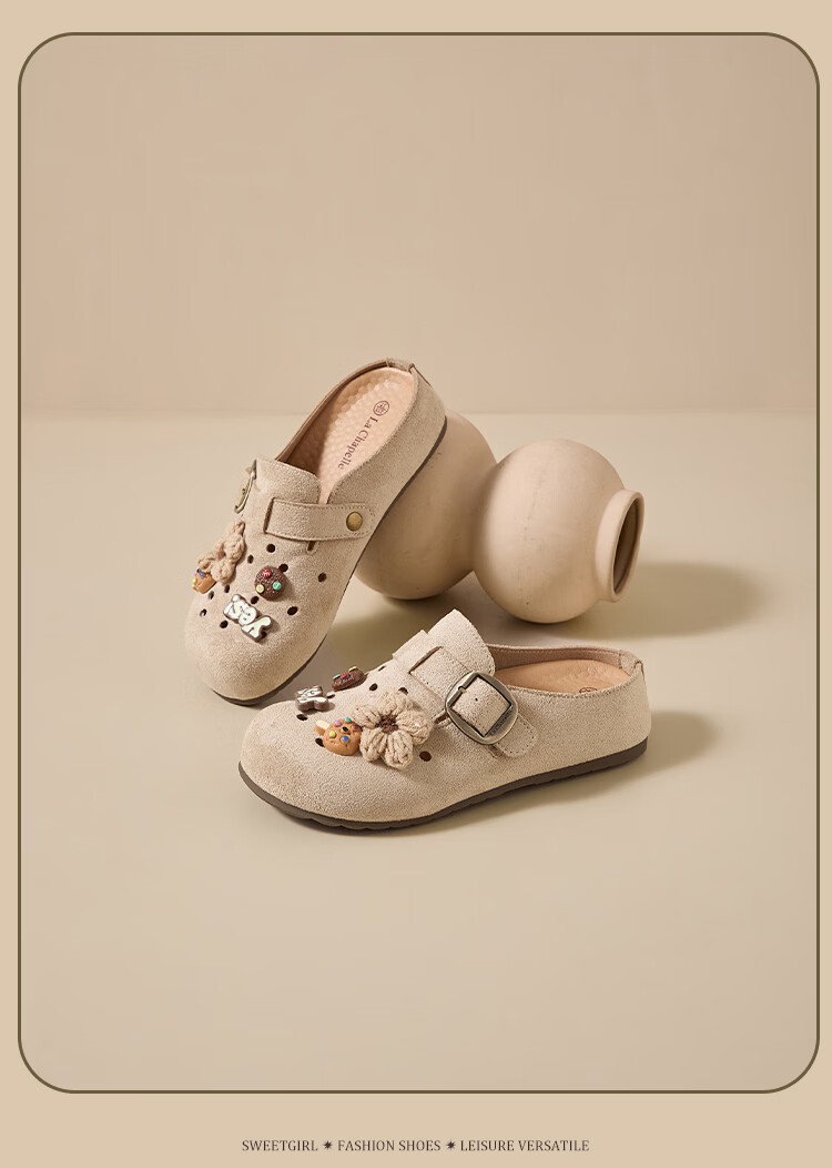 La Chapelle Women's Cartoon Birkenstock Style Summer Breathable Soft Sole Slip-On Sandals HP822 Apricot Size 39 13
