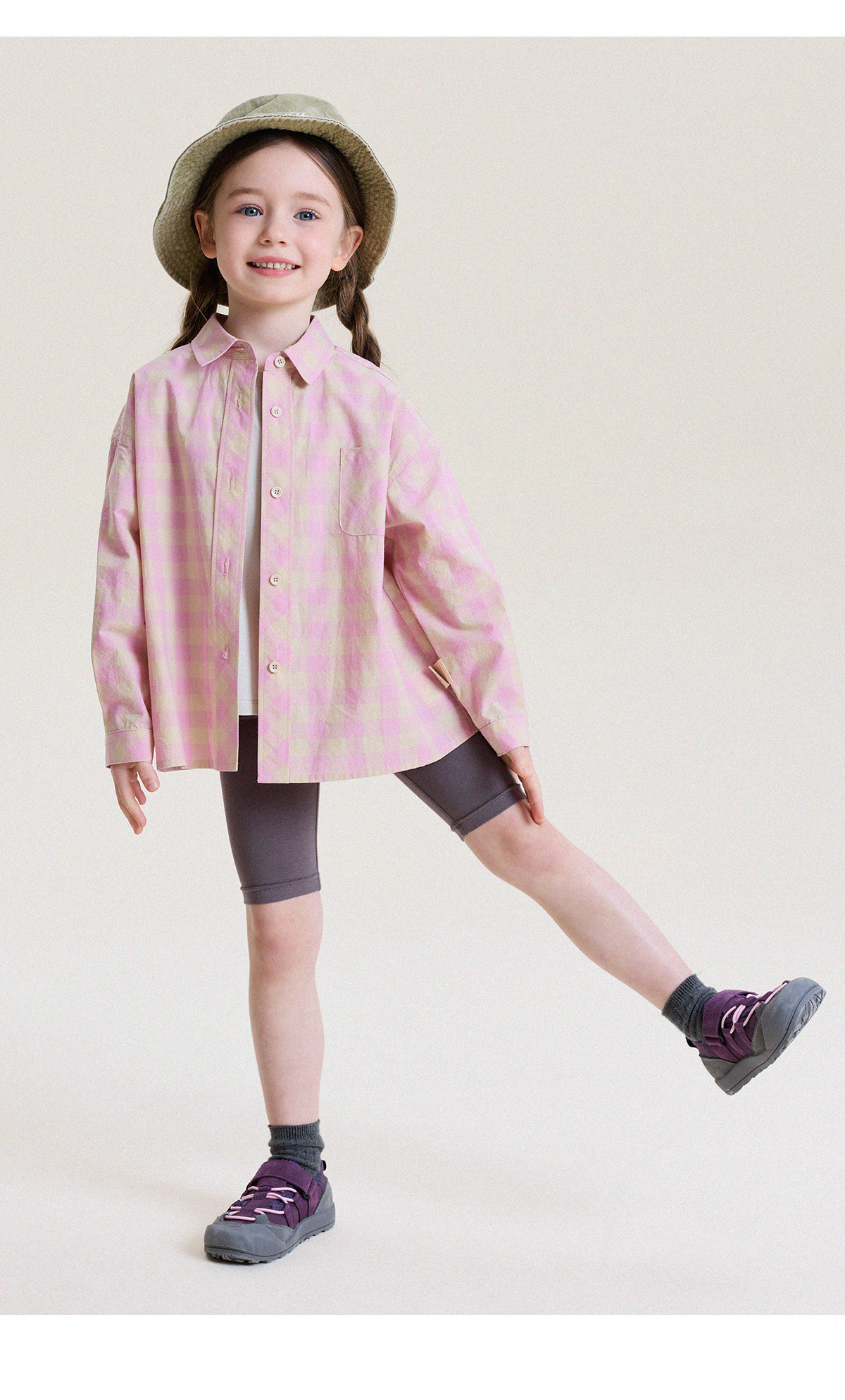 YoonA Mom Girls 2026 Spring Summer Elegant Plaid Shirt Summer Sun Protection Shirt Pink In Stock Size 140 26
