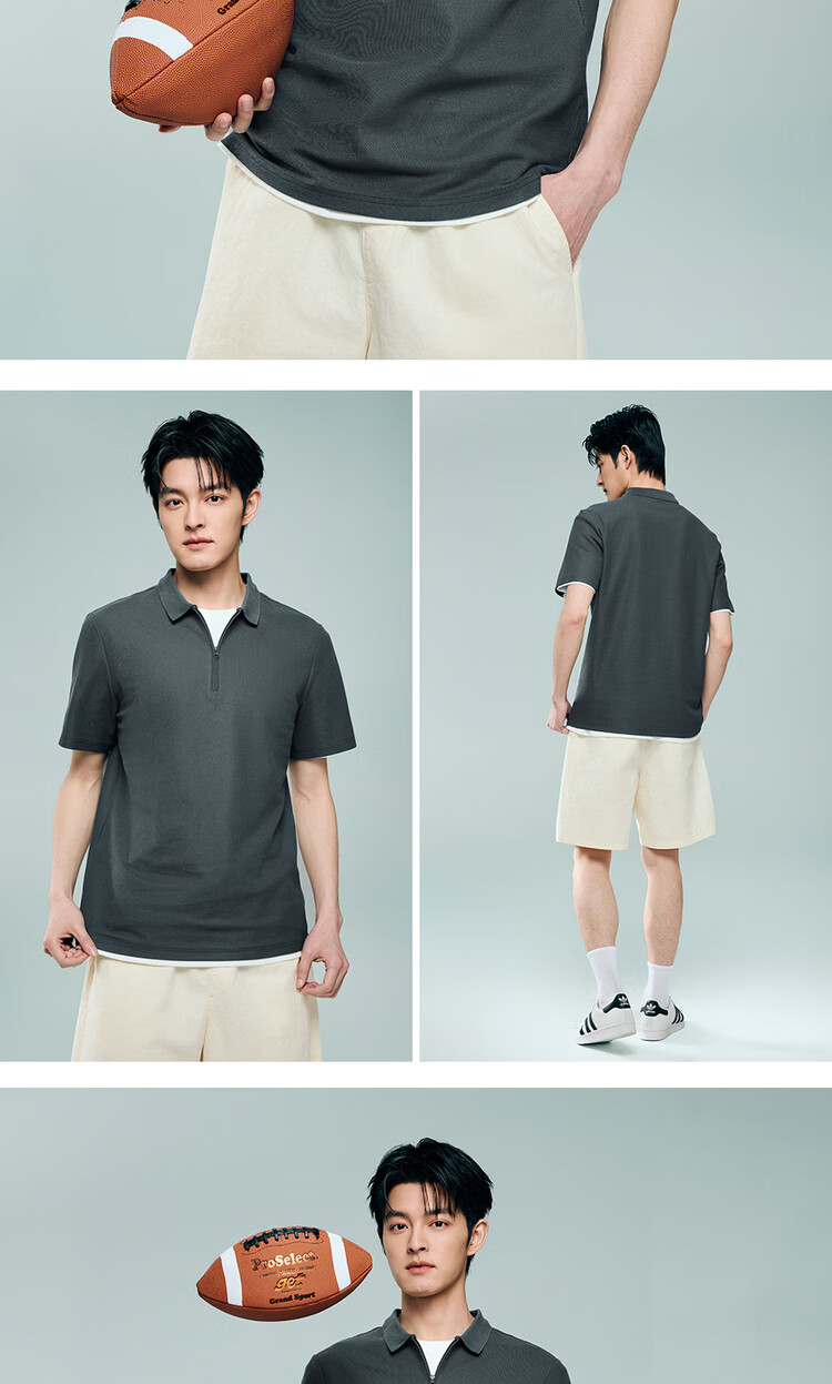 Giordano 2026 Summer Black Technology Cooling Sun Protection Half-Zip Collar Short Sleeve Polo Shirt Men 13016212 17