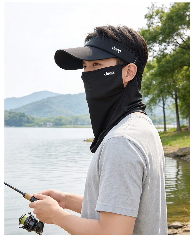 JEEP Men's Summer Sun Protection Outdoor Hiking Mountaineering UV Protection Breathable Open-Top Hat 10