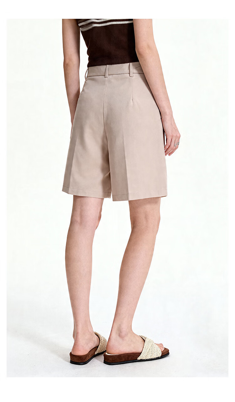 ENC Summer Women's High-Waist Blazer Shorts Korean Style Simple Lenzing Lyocell Skin-Friendly Comfortable Lightweight Casual Bermuda Shorts 14