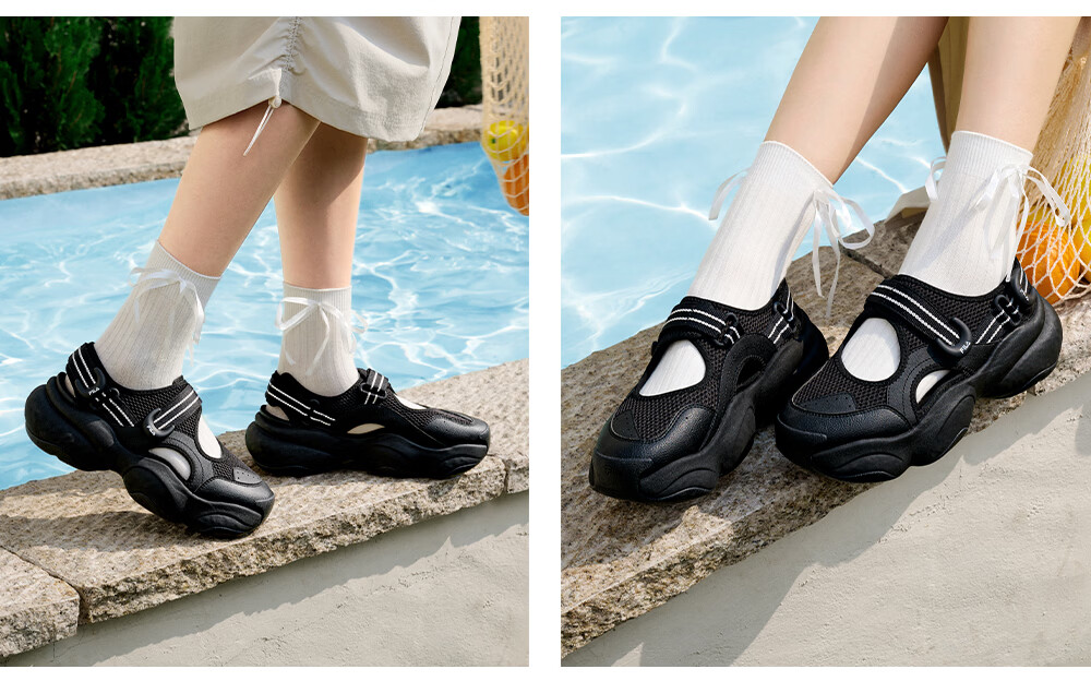 FILA Bagel Sandals Women's Sports Sandals 2026 Summer New Breathable Thick-Soled Beach Sports Shoes 23
