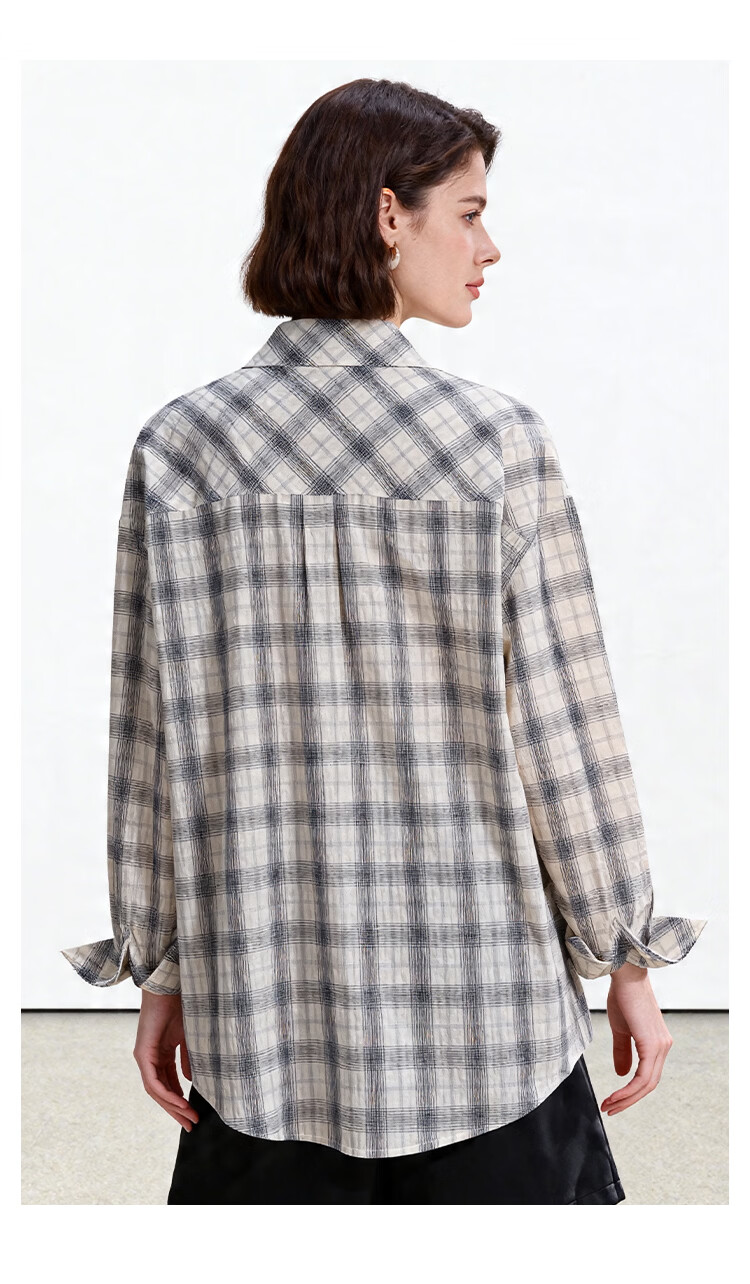 ENC Thin White Checkered Shirt Women Oversize Style 2026 Spring Summer Korean Loose Sun Protection Versatile Layering Top 14