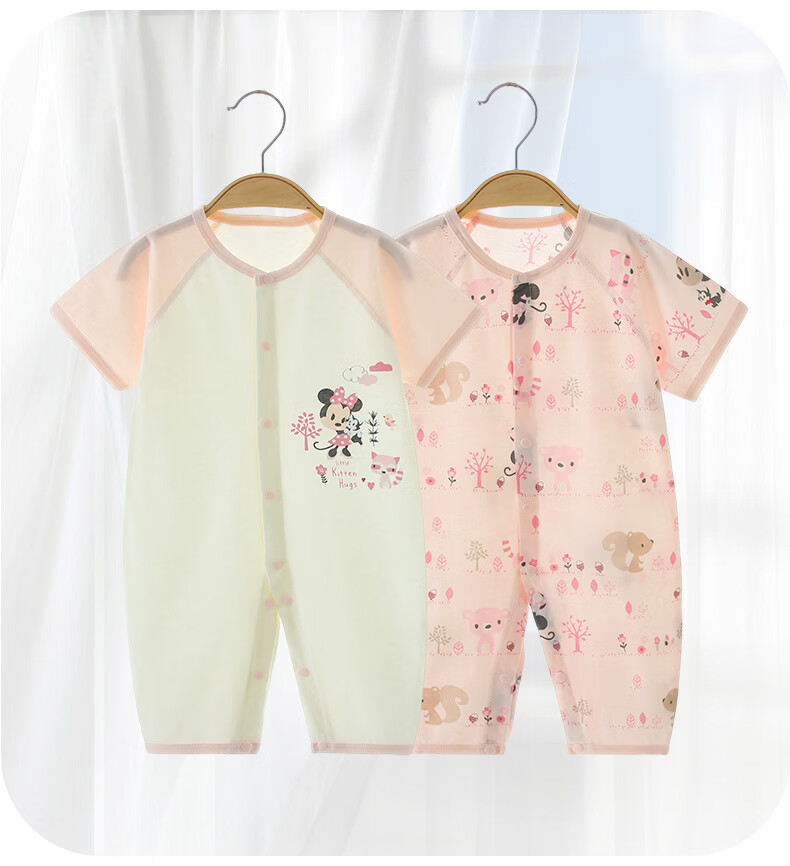 Disney 2-Piece Baby Summer Thin Newborn Romper Set A-Class Cotton Unisex Infant Crawling Pajamas 19