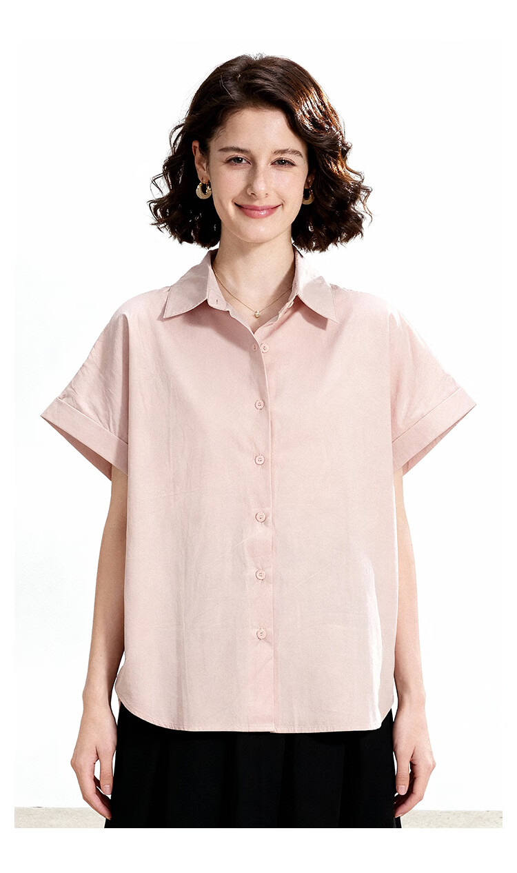 ENC Korean Style Loose Casual Short Sleeve Shirt Daily Work Commute Blouse for Women Summer Lightweight Breathable Comfortable Top 9