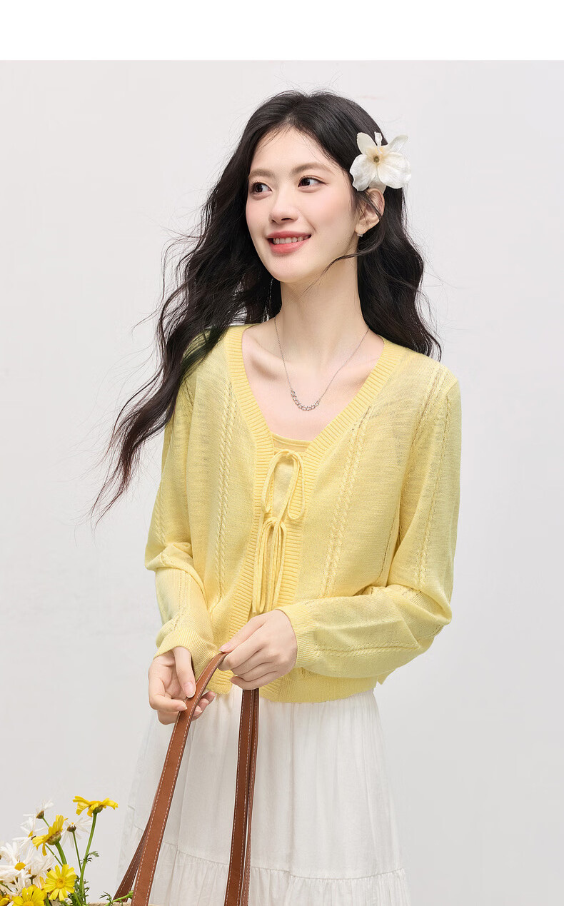Sllsky Bright Dopamine Style Ice Silk Knit Cardigan Women Summer Thin Long Sleeve Sun Protection Shirt Cover-up 24