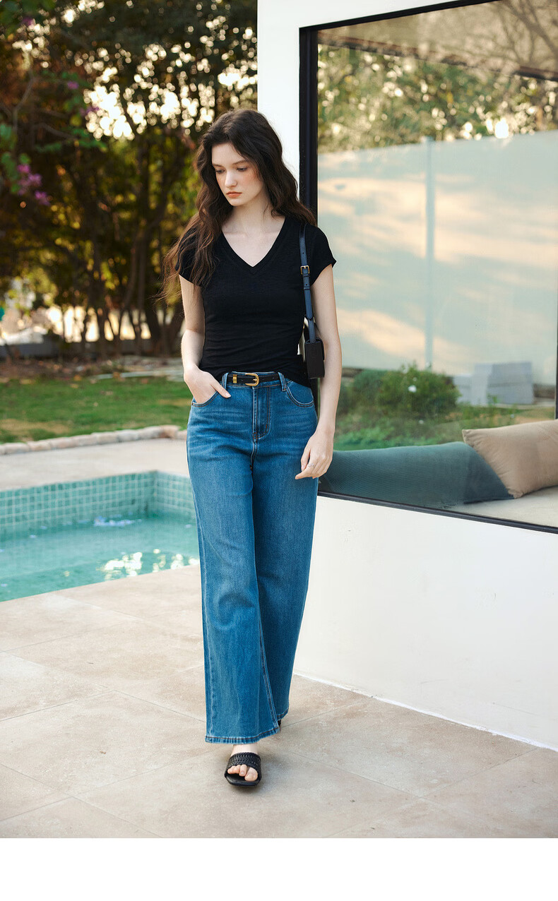Olrain Eurielle Summer New Classic V-Neck Back Hollow Slim Short Sleeve T-Shirt Women Casual Top Black S 10