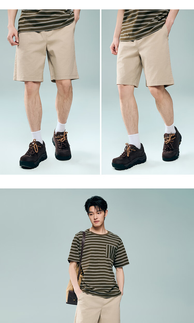 Giordano Men's 2026 Summer New Solid Color Stretch Cotton Elastic Waist Casual Shorts 13106308 11