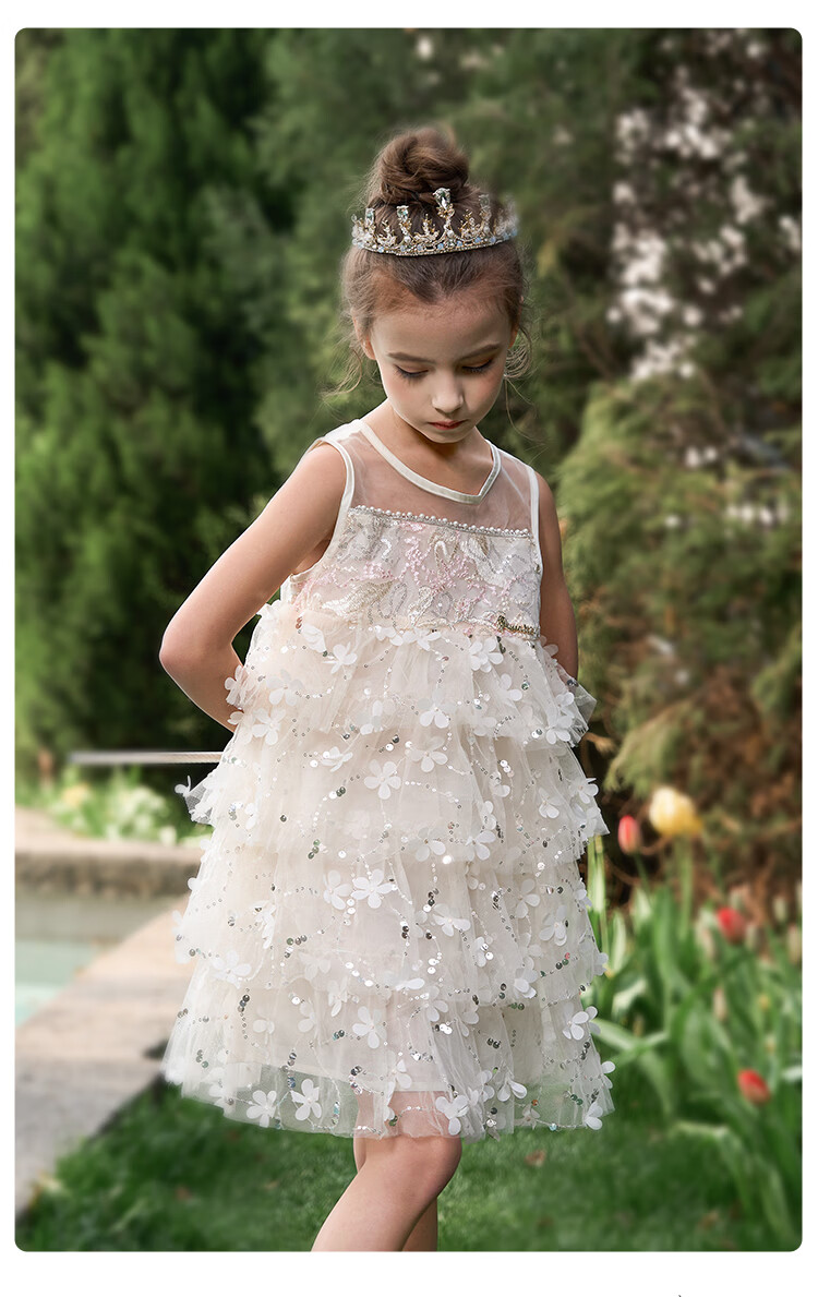 Disney Elsa Princess Dress Girls Summer 2026 New Stylish Children's Clothing Kids Dress 12