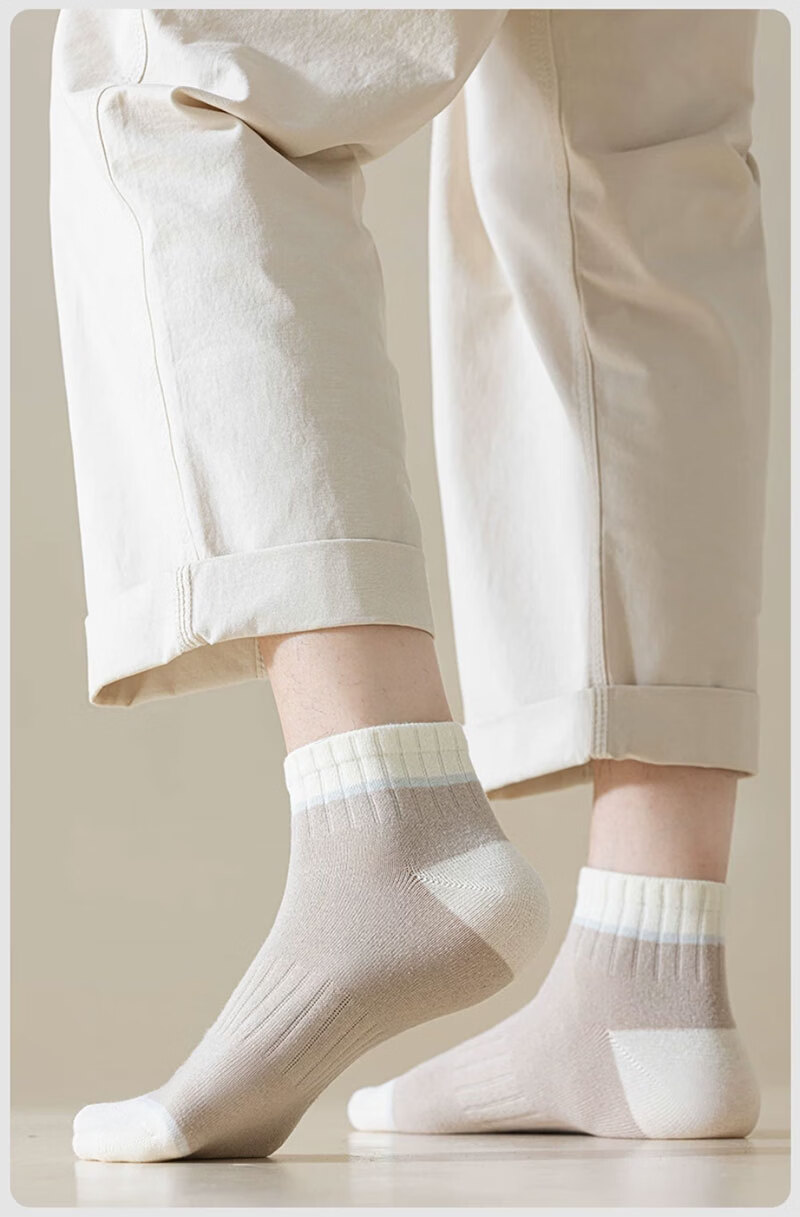 Cotton Thirteen Men's Socks 100% Pure Cotton 10A Antibacterial Odor-Resistant Short Crew Socks Youth Colorblock Sports Style 6 Pairs 1