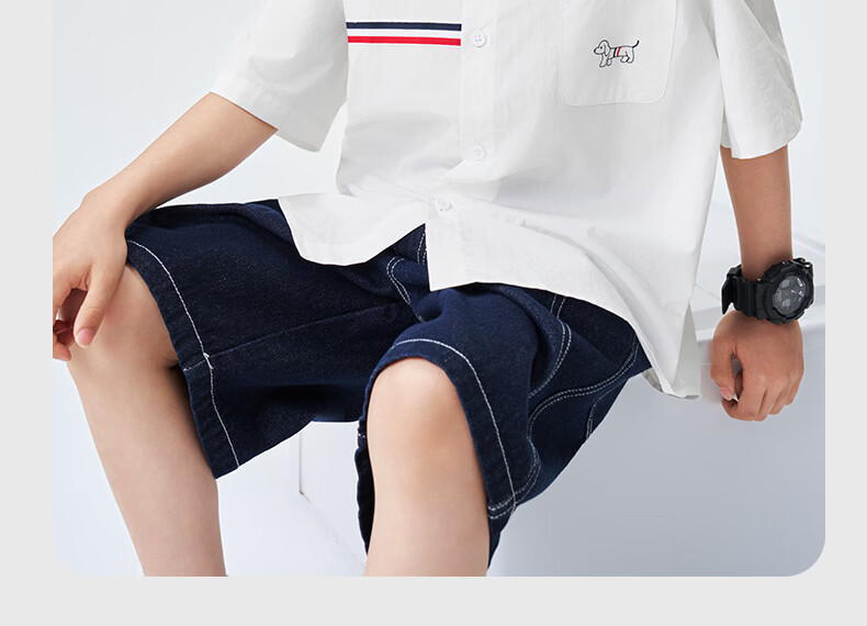 Romon Kids Short Sleeve White Shirt 100% Cotton Boys Pure Cotton School Style Performance Shirt Short Sleeve Shirt Style 1 Size 110 19