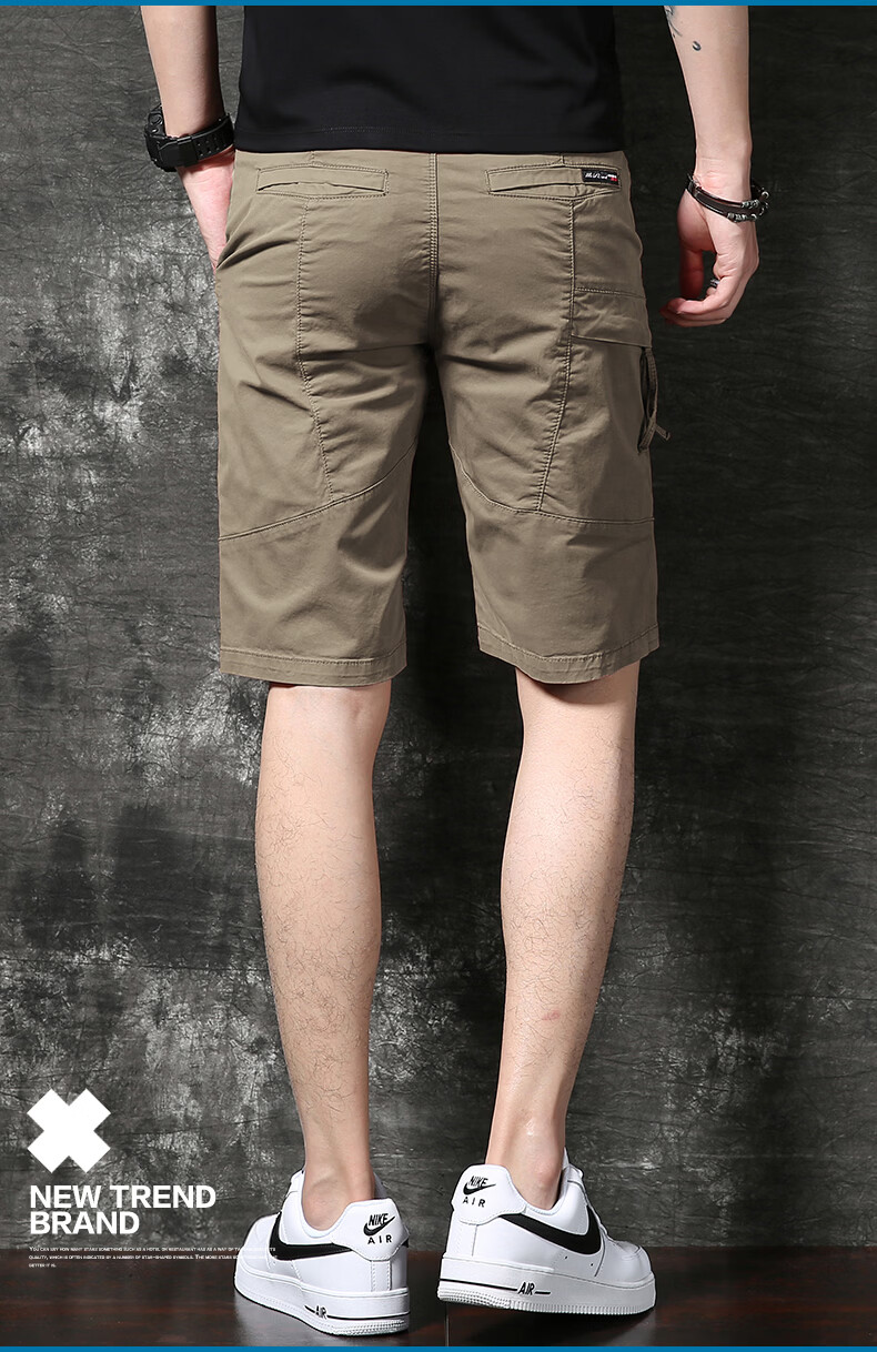 PLAYBOY Men's Summer Thin Straight Slim Multi-Pocket Casual Stretch Shorts 9