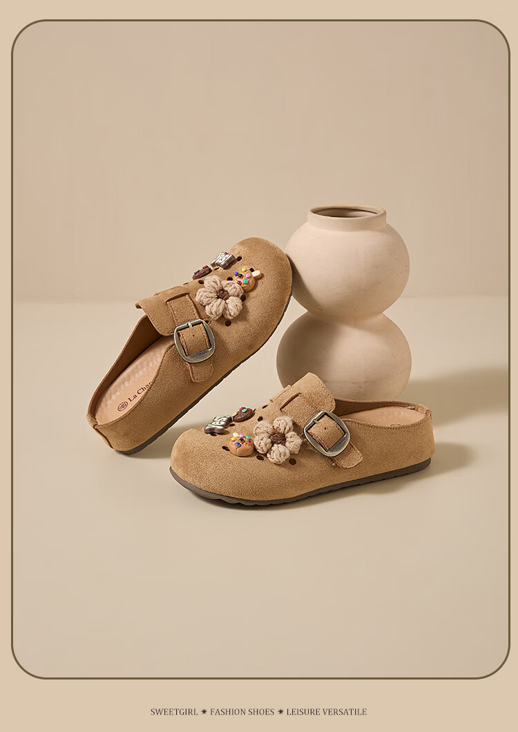 La Chapelle Women's Cartoon Birkenstock Style Summer Breathable Soft Sole Slip-On Sandals HP822 Apricot Size 39 17