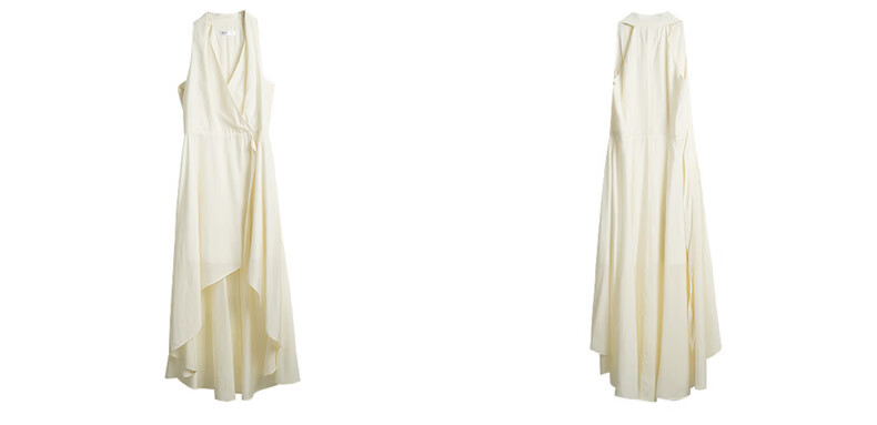 Olrain French Style Halter V-Neck Adjustable Waist Tie Mid-Length Dress for Women Summer Apricot M 22