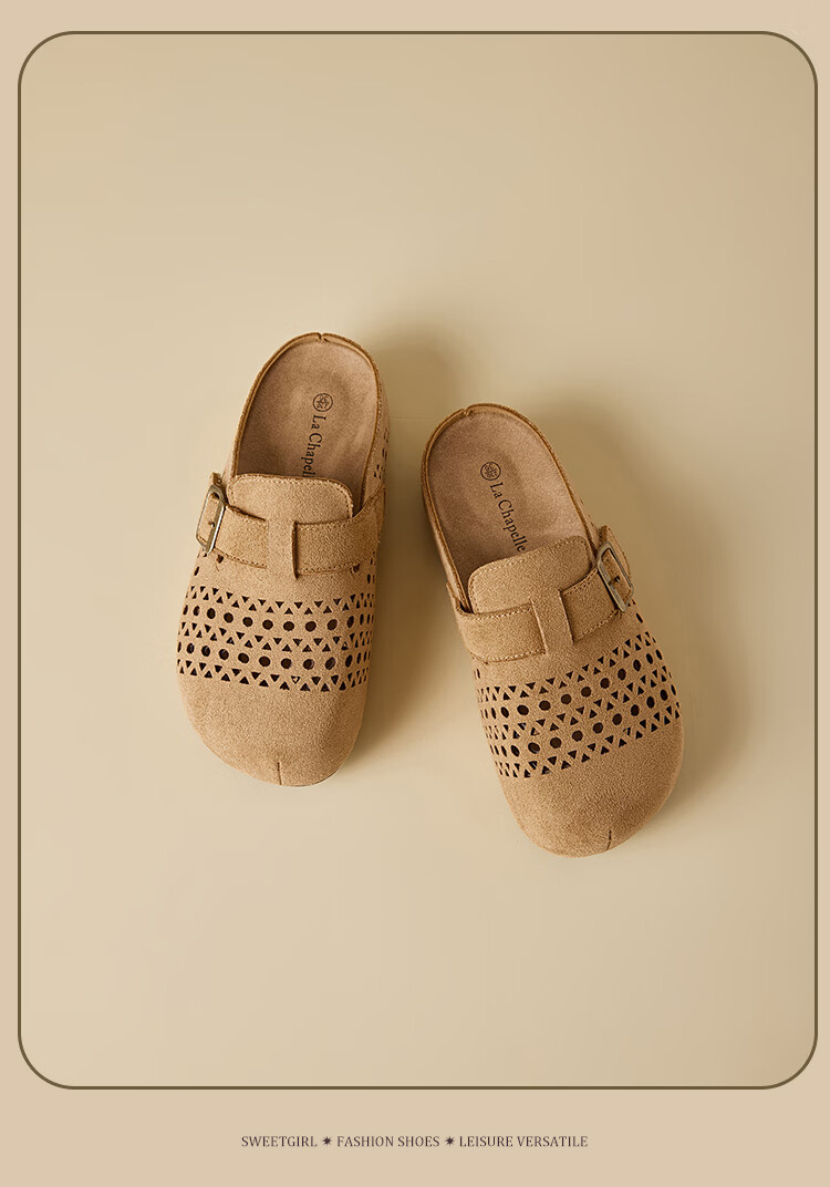 La Chapelle Women's Birkenstock Style Summer Hollow Breathable Soft Sole Retro Outdoor Open Toe Slippers XZX798 Camel 38 19