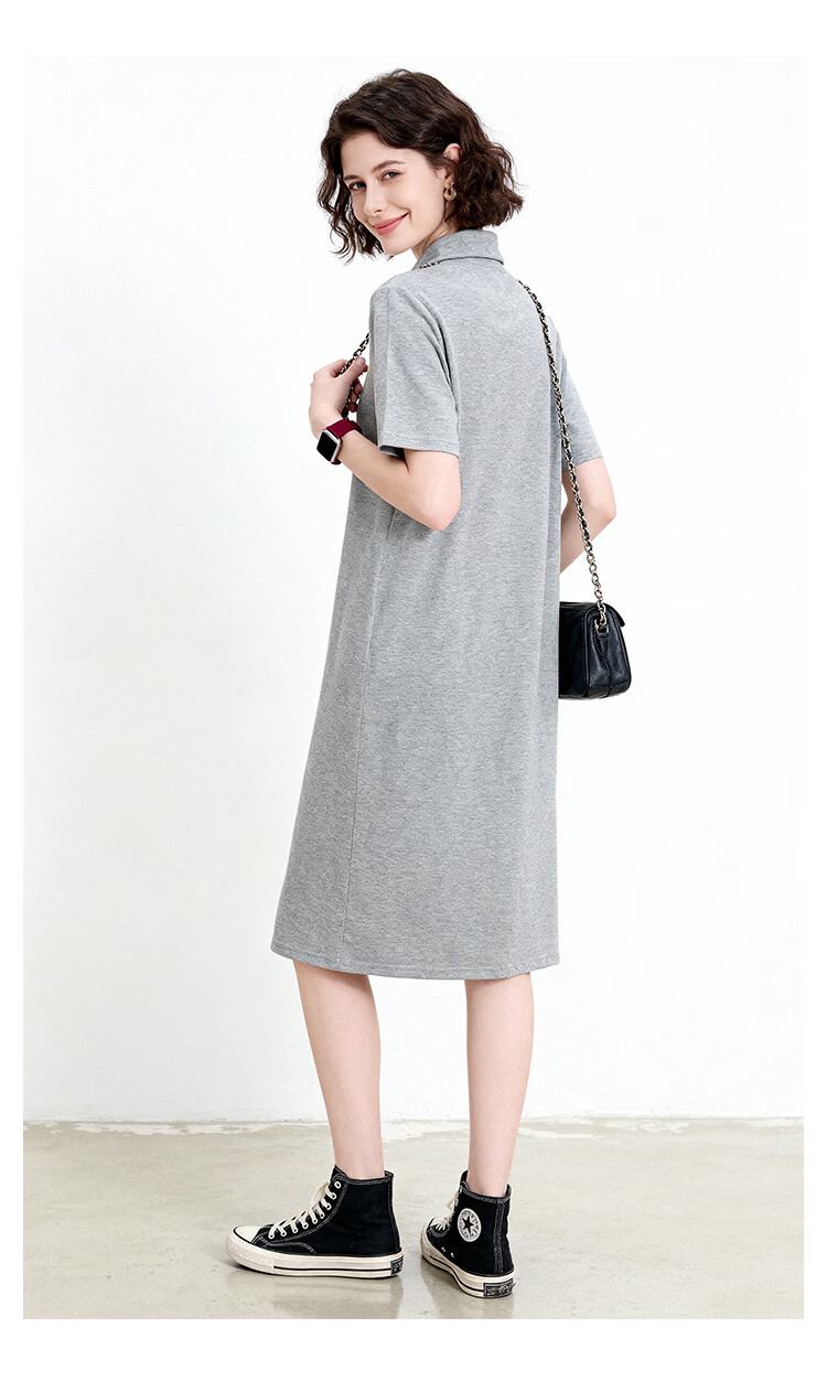 ENC Dress Polo Collar Casual Elegant Summer New Fashion Slimming Versatile Loose Straight Dress 7