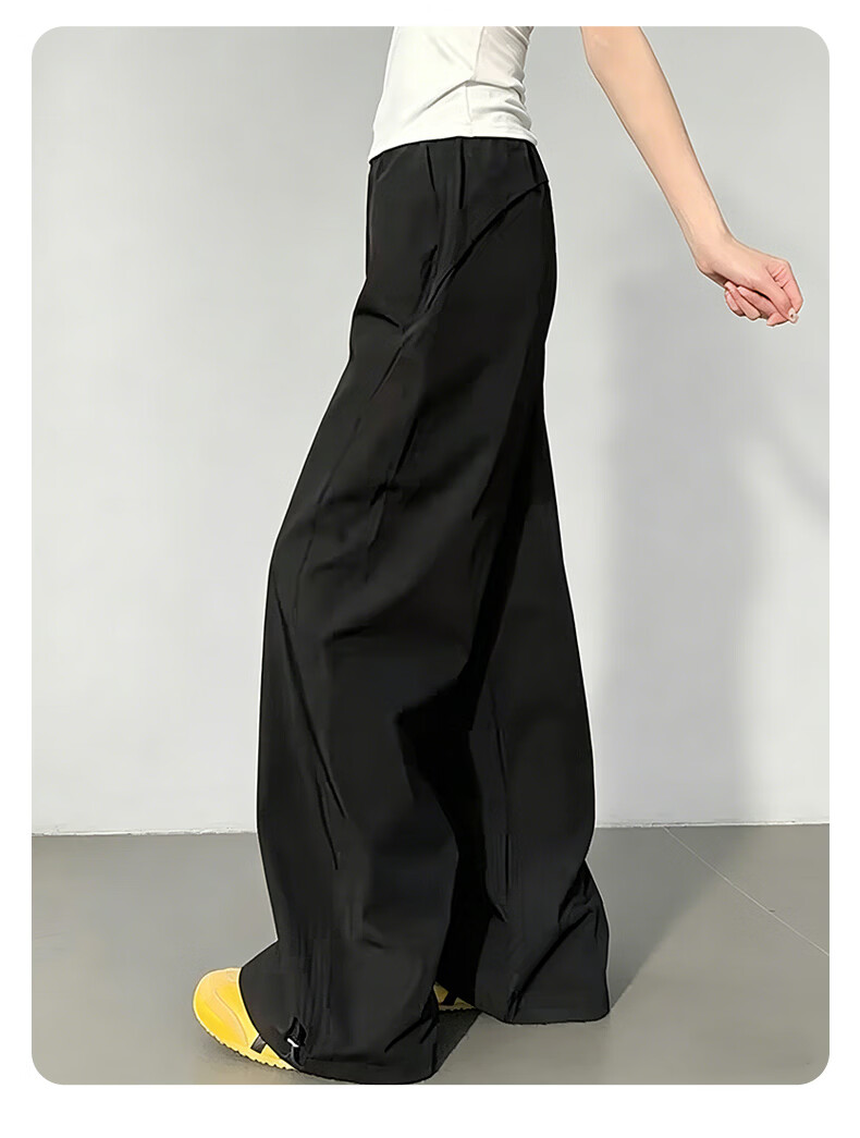 Borui Women's Casual Pants Spring Autumn American Style High Waist Hip Lift Wide Leg Quick-Dry Cargo Pants Straight Leg Sports Paratrooper Pants 27
