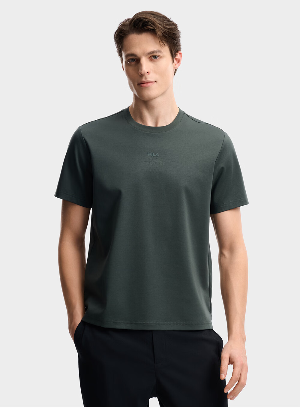 FILA Official Men's Knitted Short Sleeve Shirt 2026 Summer New Simple Casual Basic Versatile T-Shirt 5