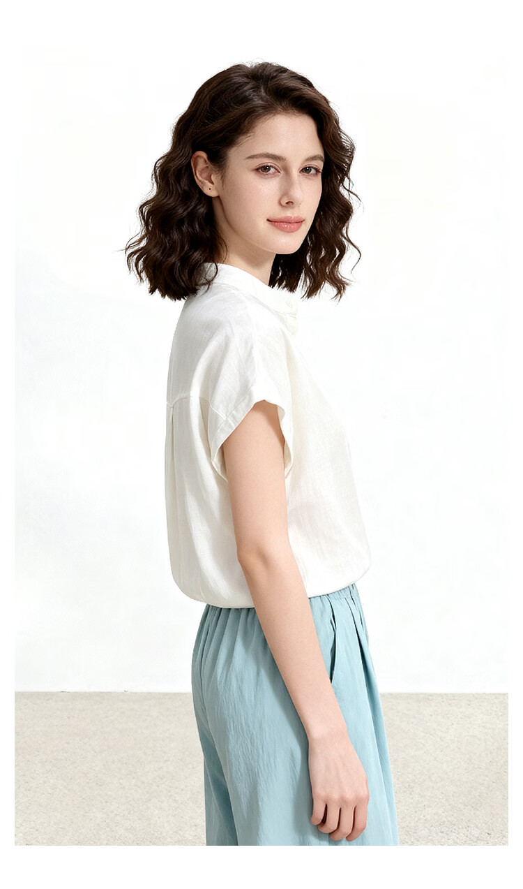 ENC Elegant Plain White Short Sleeve Shirt Literary Intellectual Style 2026 Women's Summer New Loose Comfortable Breathable Versatile Top 13