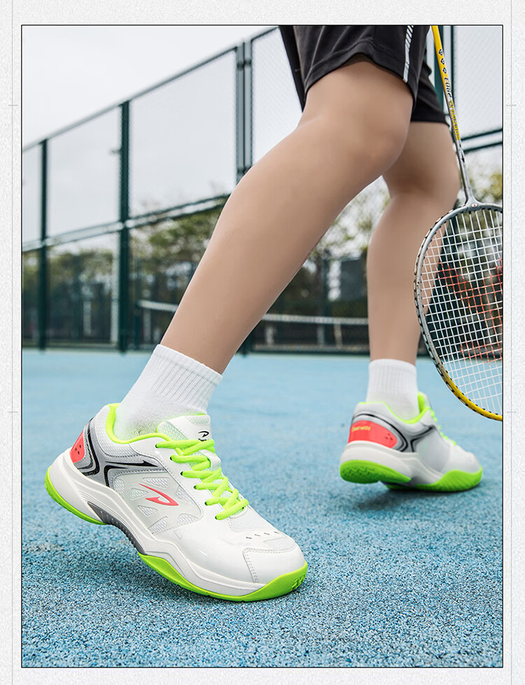 DEERWAY Unisex Badminton Shoes Casual Training Lightweight Soft Sole Breathable White Lake Blue Size 40 6