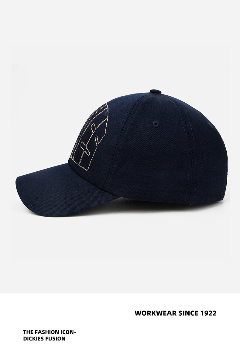 Dickies Unisex New Letter Baseball Cap Large Head Circumference Simple Sunshade Outdoor Sports Duckbill Hat Navy Blue 5