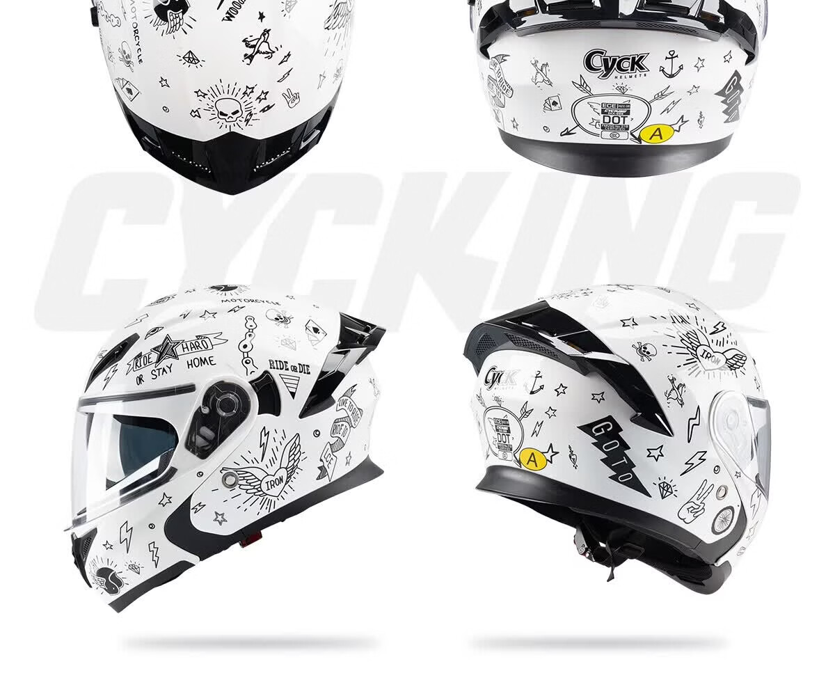 CYCKING Motorcycle Helmet with 3C Certification, Dual Visors, Bluetooth Headset, Unisex Four-Season Riding Full-Face Safety Helmet 16