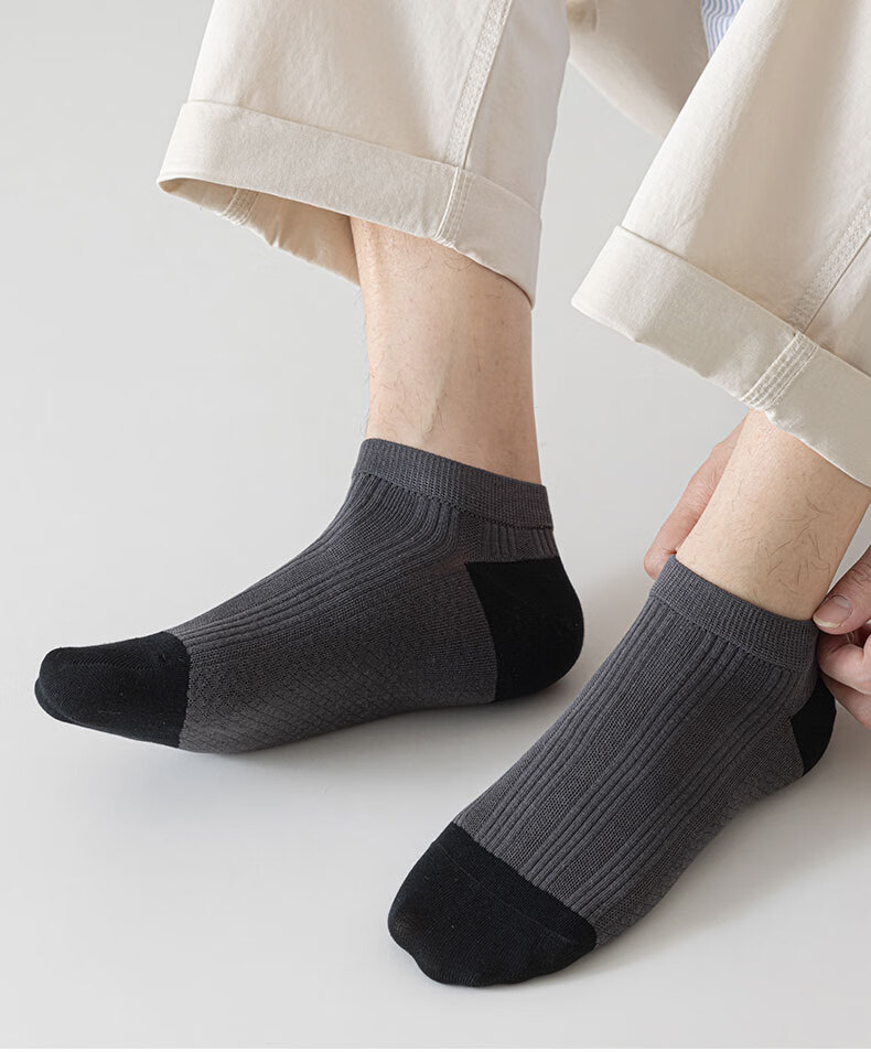 Mian Shisan Men's Short Socks Summer Thin Xinjiang Cotton Antibacterial Deodorant Mesh Breathable Low-Cut Socks 6 Pairs Pack 6