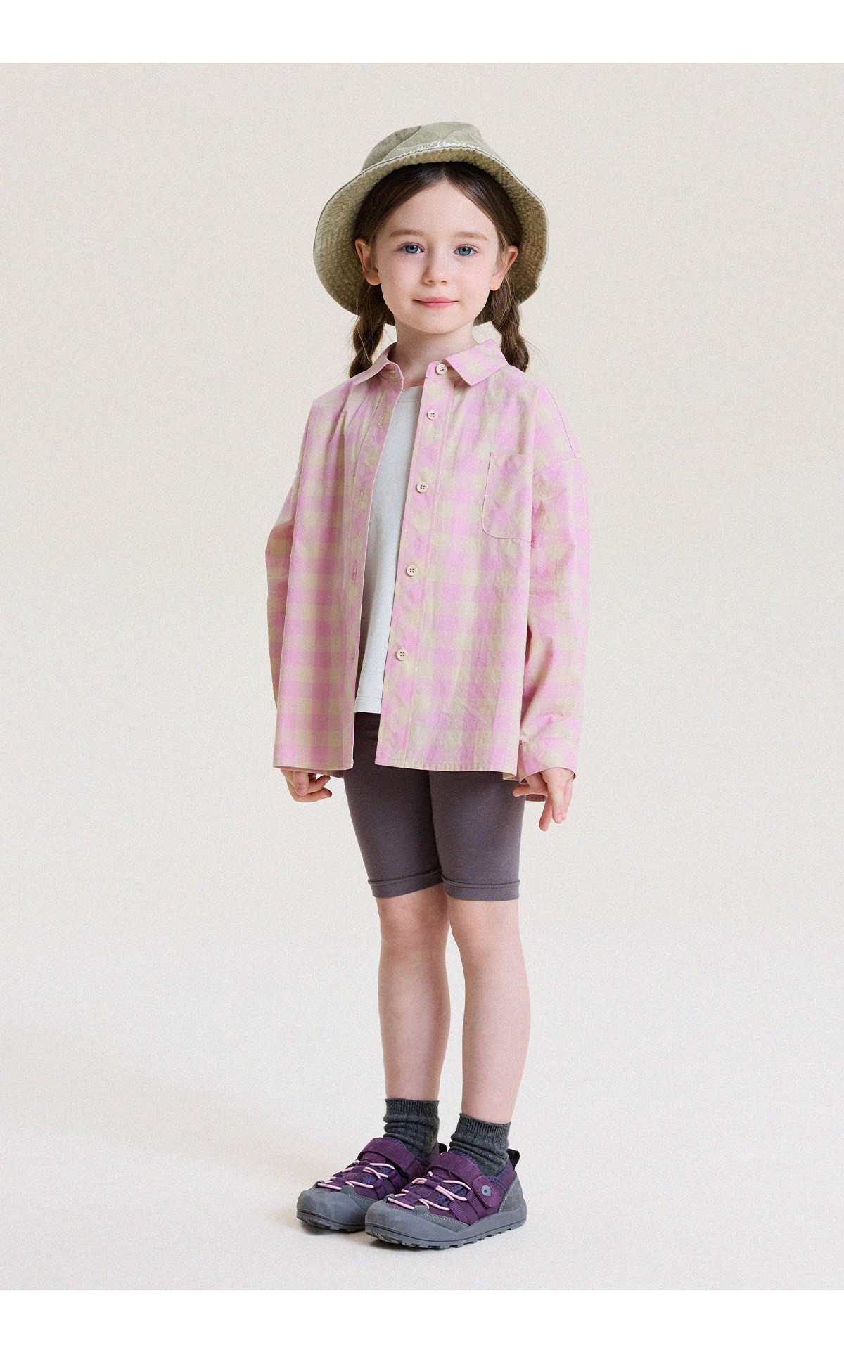YoonA Mom Girls 2026 Spring Summer Elegant Plaid Shirt Summer Sun Protection Shirt Pink In Stock Size 140 22