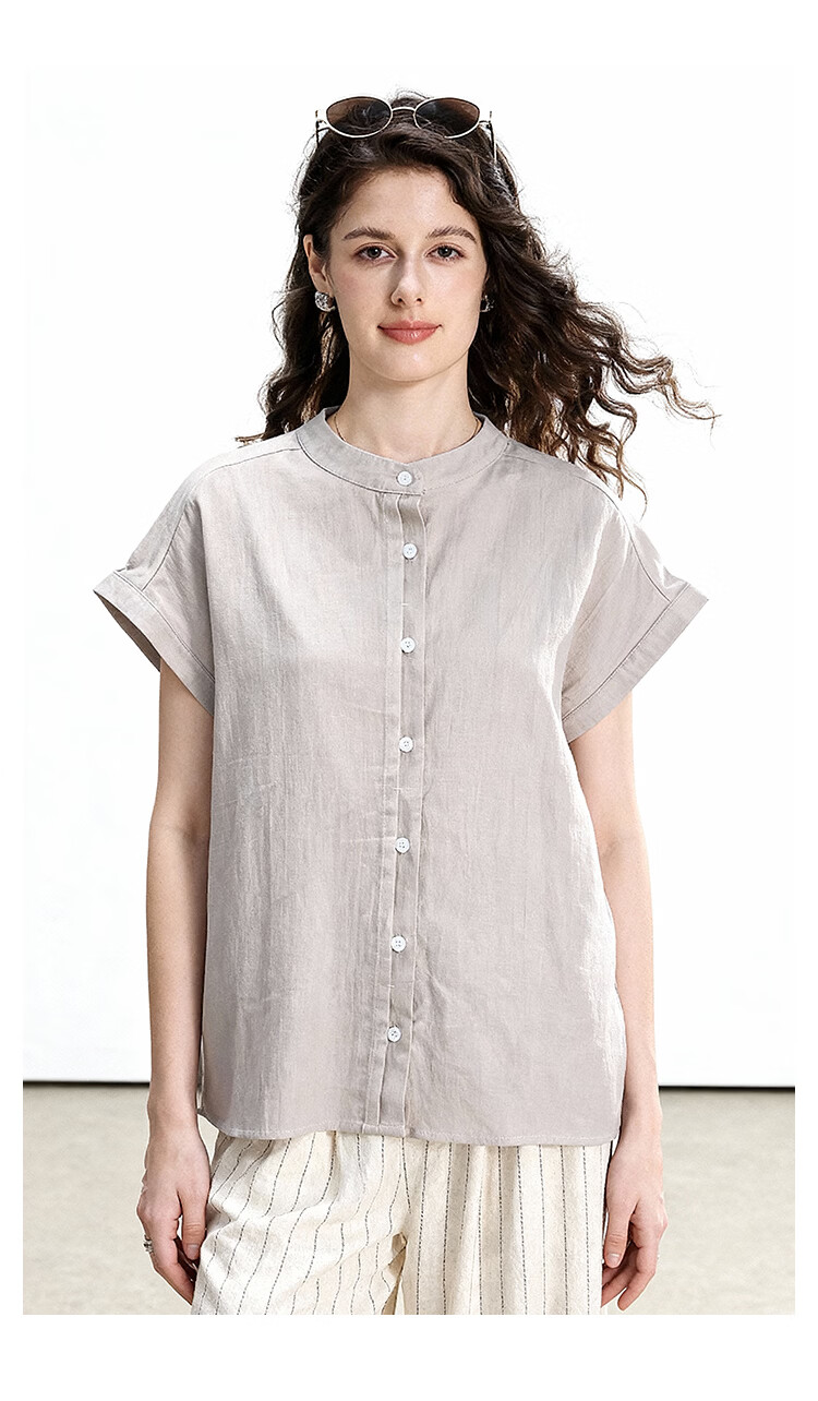 ENC Women's Relaxed Fit Short Sleeve Shirt Flutter Sleeve Simple High-End Summer New Lightweight Breathable Casual Versatile Top 11