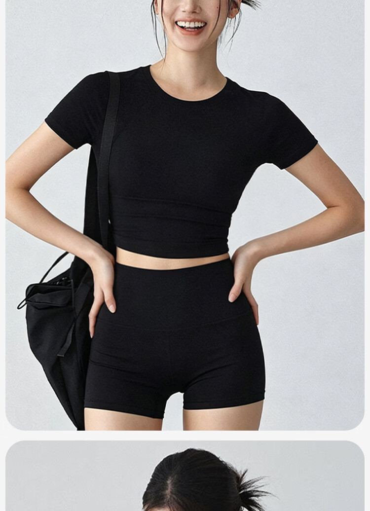 Free Style Backless Sports Top for Women with Semi-Removable Chest Pad, Beautiful Back T-Shirt, Pilates Yoga Short Sleeve Fitness Wear Summer 11