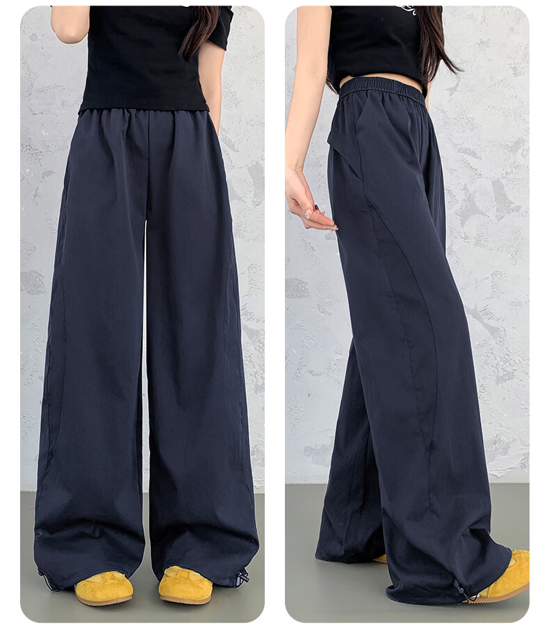 Borui Women's Casual Pants Spring Autumn American Style High Waist Hip Lift Wide Leg Quick-Dry Cargo Pants Straight Leg Sports Paratrooper Pants 23