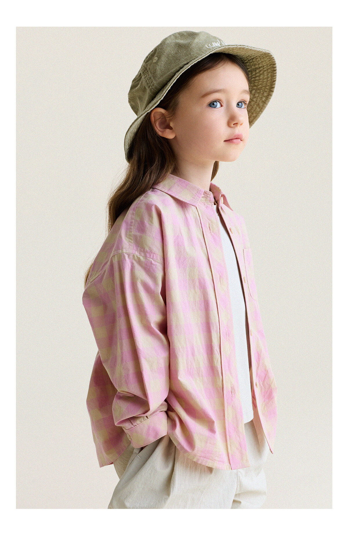 YoonA Mom Girls 2026 Spring Summer Elegant Plaid Shirt Summer Sun Protection Shirt Pink In Stock Size 140 14