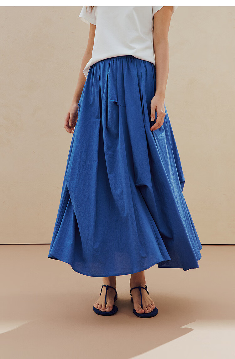 INMAN INMAN Fashion-Forward Blue And White Porcelain Klein Blue Irregular Midi Skirt, Summer 2026 Long Skirt, Klein Blue XL 10