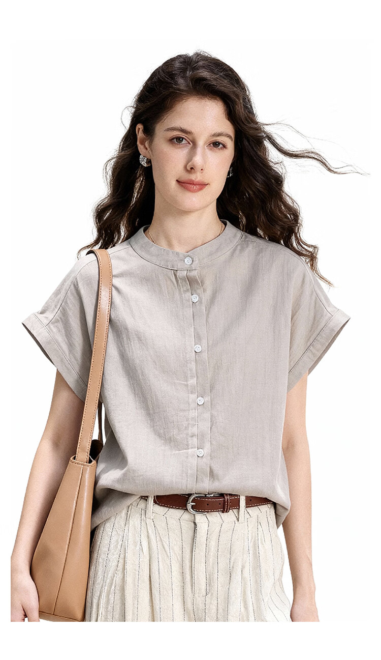 ENC Women's Relaxed Fit Short Sleeve Shirt Flutter Sleeve Simple High-End Summer New Lightweight Breathable Casual Versatile Top 12