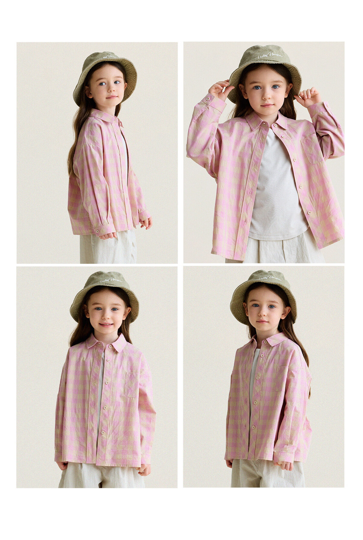 YoonA Mom Girls 2026 Spring Summer Elegant Plaid Shirt Summer Sun Protection Shirt Pink In Stock Size 140 17