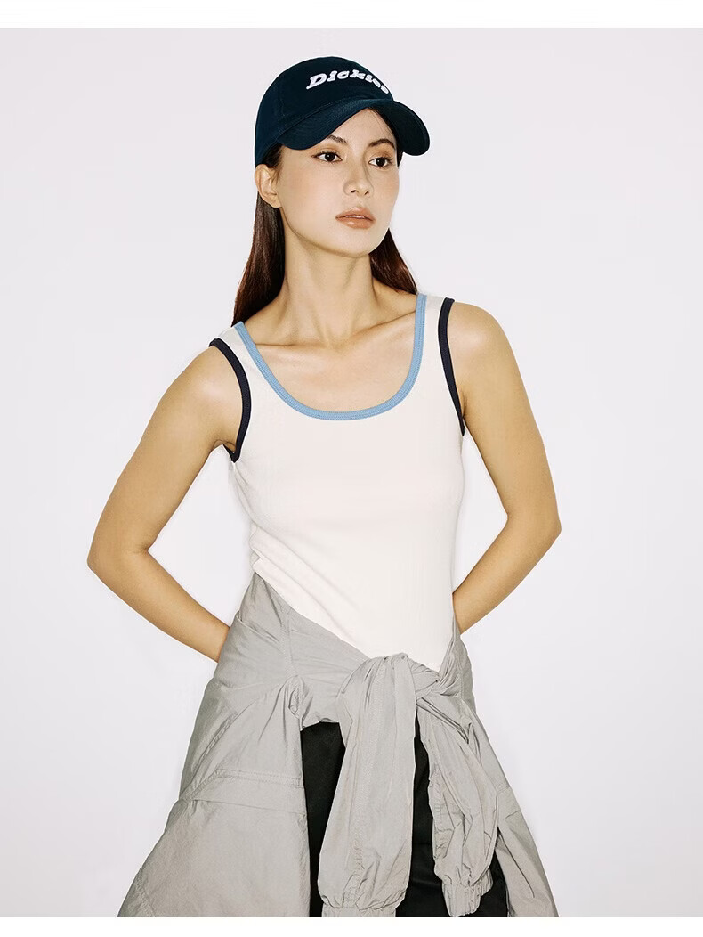 Dickies Soft Top Duckbill Cap with Letter Embroidery Unisex Large Head Circumference Slim Face Sunshade Outdoor Baseball Hat Black 11